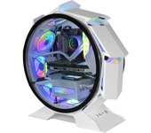 Mars Gaming MCORB Blanco Caja PC Gaming Micro-ATX XL Diseño Circular Custom Doble Cristal Templado
