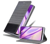 Funda Libro para Vivo V9 en GRIS NEGRO - Cubierta Proteccion con Cierre Magnetico, Tarjetero y Funcion de Suporte - Etui Case Cover Carcasa