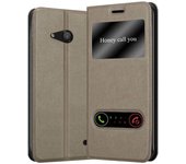 Funda Libro para Nokia Lumia 550 en MARRoN PIEDRA - Cubierta Proteccion con Cierre Magnetico, Funcion de Suporte y 2 Ventanas- Etui Case Cover Carcasa