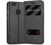 Funda Libro para Huawei P10 LITE en NEGRO COMETA - Cubierta Proteccion con Cierre Magnetico, Funcion de Suporte y 2 Ventanas- Etui Case Cover Carcasa