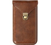 Funda de cinturón vertical martphone de 6,7 pulgadas Clip tarjetero Marrón Oscuro