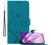 Funda Libro para Samsung Galaxy S10 LITE en AZUL FLORAL ? Cubierta Proteccion en Dise?o de Flor con Cierre Magnetico, Funcion de Suporte e 3 Tarjeteros - Etui Case Cover Carcasa