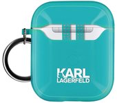 Estuche silicona para Airpods con mosquetón Choupette Ikonik Azul