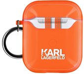 Estuche silicona para Airpods con mosquetón Choupette Ikonik Karl Naranja
