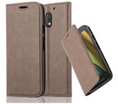 Funda Libro para Motorola MOTO E3 en MARRoN CAFe - Cubierta Proteccion con Cierre Magnetico, Tarjetero y Funcion de Suporte - Etui Case Cover Carcasa