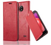 Funda Libro para Motorola MOTO E4 en ROJO MANZANA - Cubierta Proteccion con Cierre Magnetico, Tarjetero y Funcion de Suporte - Etui Case Cover Carcasa