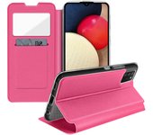 Funda Samsung Galaxy A02s Ventana Tarjetero Soporte Vídeo Rosa