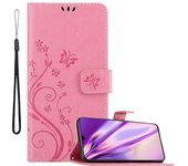 Funda Libro para Samsung Galaxy A70 en ROSA FLORAL ? Cubierta Proteccion en Dise?o de Flor con Cierre Magnetico, Funcion de Suporte e 3 Tarjeteros - Etui Case Cover Carcasa