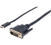 Manhattan 152457 adaptador de cable de vídeo 2 m USB Tipo C DVI Negro