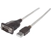 Manhattan 151856 cable de serie Plata 0,45 m USB A Serial/COM/RS232/DB9