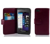 Funda Libro para Blackberry Z10 en BURDEOS VIOLETA - Cubierta Proteccion de Cuero Sintetico Estructurado con Tarjetero y Funcion de Suporte - Etui Case Cover Carcasa