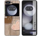 Carcasa Samsung Galaxy Z Flip 6 5G Corazones Madera