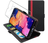 ® para Samsung A10 Galaxy SM-A105F - Funda tipo billetera de cuero PU + protector de pantalla de VID