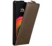 Funda para LG X POWER in MARRoN CAFe - Cubierta Proteccion Estilo Flip con Cierre Magnetico - Etui Case Cover Carcasa