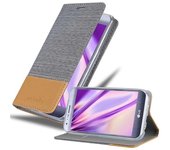 Funda Libro para LG X CAM en GRIS CLARO MARRoN - Cubierta Proteccion con Cierre Magnetico, Tarjetero y Funcion de Suporte - Etui Case Cover Carcasa