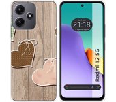 Funda Silicona Xiaomi Redmi 12 5G Corazones Madera