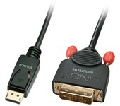 Lindy 41489 adaptador de cable de vídeo 0,5 m DisplayPort DVI-D Negro