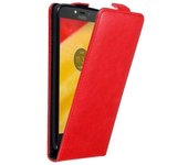 Funda para Motorola MOTO C PLUS in ROJO MANZANA - Cubierta Proteccion Estilo Flip con Cierre Magnetico - Etui Case Cover Carcasa