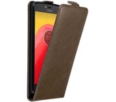 Funda para Motorola MOTO C in MARRoN CAFe - Cubierta Proteccion Estilo Flip con Cierre Magnetico - Etui Case Cover Carcasa