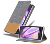 Funda Libro para Blackberry Z10 en GRIS CLARO MARRoN - Cubierta Proteccion con Cierre Magnetico, Tarjetero y Funcion de Suporte - Etui Case Cover Carcasa
