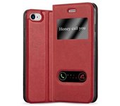 Funda Libro para Apple iPhone 7 / 7S / 8 / SE 2020 en ROJO AZRAFaN - Cubierta Proteccion con Cierre Magnetico, Funcion de Suporte y 2 Ventanas- Etui Case Cover Carcasa