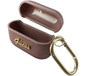 Estuche AirPods Pro Rígido Efecto Cuero Saffiano Logotipo relieve Oro Rosa