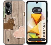 Funda Silicona Zte Blade A33s Corazones Madera