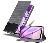 Funda Libro para LG Q9 en GRIS NEGRO - Cubierta Proteccion con Cierre Magnetico, Tarjetero y Funcion de Suporte - Etui Case Cover Carcasa