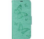 Funda para Samsung A35 5G mariposa tarjetero con correa de mano Turquesa
