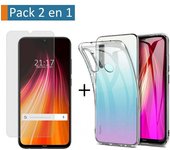 Pack 2 En 1 Funda Gel Transparente + Protector Cristal Templado para Xiaomi Redmi Note 8T