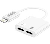 Adaptador Audio Carga iPhone Doble Lightning Diseño Compacto - Blanco