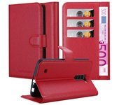 Funda Libro para LG K10 2016 en ROJO CARMiN - Cubierta Proteccion con Cierre Magnetico, Tarjetero y Funcion de Suporte - Etui Case Cover Carcasa