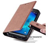 Funda Libro para Samsung Galaxy XCover 3 en MARRoN CAPUCHINO - Cubierta Proteccion con Cierre Magnetico, Tarjetero y Funcion de Suporte - Etui Case Cover Carcasa