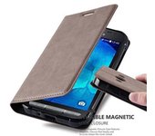 Funda Libro para Samsung Galaxy XCover 3 en MARRoN CAFe - Cubierta Proteccion con Cierre Magnetico, Tarjetero y Funcion de Suporte - Etui Case Cover Carcasa