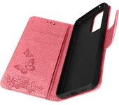 Funda de mariposa y flor para Samsung Galaxy A33 con Soporte de vídeo Marrón