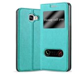 Funda Libro para Samsung Galaxy A3 2016 en TURQUESA MENTA - Cubierta Proteccion con Cierre Magnetico, Funcion de Suporte y 2 Ventanas- Etui Case Cover Carcasa
