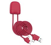 XOOPAR 4 en 1 Ice-C Eco-responsable USB A, USB C / USB C, cable Lightning 1m Rojo