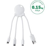 BIG BEN XOOPAROCTOBDRPWHT cable de teléfono móvil Blanco 0,1 m USB A Micro USB + Lightning + USB C