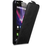 Funda para WIKO WAX in NEGRO DE CAVIAR - Cubierta Proteccion Estilo Flip de Cuero Sintetico Liso - Etui Case Cover Carcasa