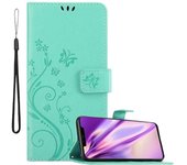 Funda Libro para Huawei MATE 20 PRO en TURQUESA FLORAL ? Cubierta Proteccion en Dise?o de Flor con Cierre Magnetico, Funcion de Suporte e 3 Tarjeteros - Etui Case Cover Carcasa