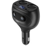 Xo cc41 cargador de coche 4 en 1 inteligente - pantalla led - 2 puertos de carga rapida usb 5v/2.4a