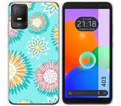 Funda Silicona Transparente TCL 403 Flores 05