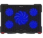 Basic Cooling pad, 17 pulgadas pulgadas, 5 ventiladores, LED, 2xUSB, negro