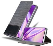 Funda Libro para Samsung Galaxy NOTE 10 en GRIS NEGRO - Cubierta Proteccion con Cierre Magnetico, Tarjetero y Funcion de Suporte - Etui Case Cover Carcasa