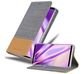 Funda Libro para Samsung Galaxy NOTE 9 en GRIS CLARO MARRoN - Cubierta Proteccion con Cierre Magnetico, Tarjetero y Funcion de Suporte - Etui Case Cover Carcasa