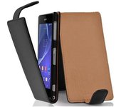 Funda para Sony Xperia Z2 in NEGRO oXIDO - Cubierta Proteccion Estilo Flip de Cuero Sintetico Estructuro - Etui Case Cover Carcasa