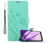 Funda Libro para Xiaomi Redmi Note 6 Pro en TURQUESA FLORAL ? Cubierta Proteccion en Dise?o de Flor con Cierre Magnetico, Funcion de Suporte e 3 Tarjeteros - Etui Case Cover Carcasa