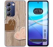 Funda Silicona Vivo V40 SE 5G Corazones Madera