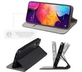 Funda para Samsung A50, Negra - Flip Cover Smart Magnética con Soporte y Cartera para Tarjetas
