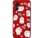 Funda Silicona Roja Vivo Y17s Cerdos
